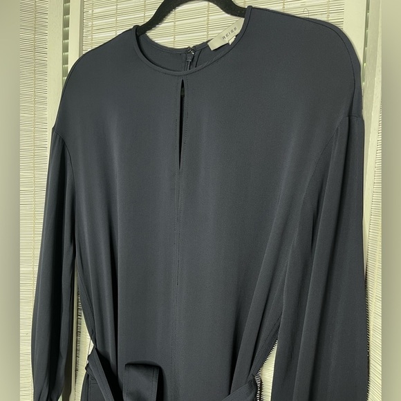 Reiss Navy Long Sleeve Keyhole Midi Dress Size 2 - Picture 2 of 10